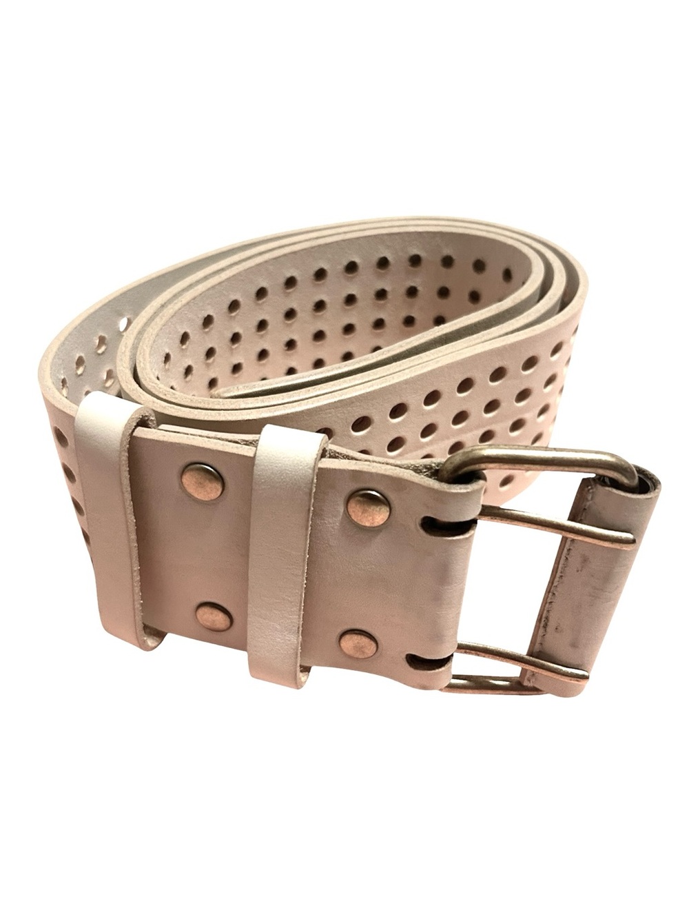 Yves Saint Laurent perforated double prong leather belt